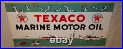 Vintage 1953 Texaco Marine Motor Oil Boats Seagulls 22 Porcelain Metal Gas Sign