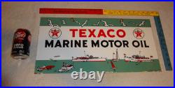 Vintage 1953 Texaco Marine Motor Oil Boats Seagulls 22 Porcelain Metal Gas Sign