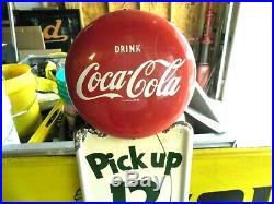Vintage 1954 Coke Pilaster Button Sign Pick Up 12 Ready To Hang New Old Stock
