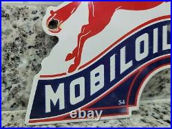 Vintage 1954 Mobil Porcelain Metal Sign Gas Station Mobiloil Pegasus Peggy