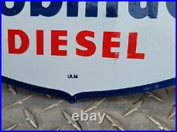 Vintage 1954 Mobil Porcelain Sign Mobilfuel Diesel Gas Station Shield Pegasus