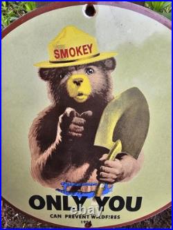 Vintage 1954 Smokey Bear Porcelain Sign Old Forest Service Prevent Wildfires 10 Vintage 1954 Smokey Bear Porcelain Sign Old Forest Service Prevent Wildfires 10