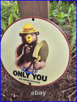 Vintage 1954 Smokey Bear Porcelain Sign Old Forest Service Prevent Wildfires 10 Vintage 1954 Smokey Bear Porcelain Sign Old Forest Service Prevent Wildfires 10