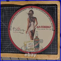 Vintage 1955 Old-Fitzgerald Straight Bourbon Whiskey Porcelain Gas & Oil Sign