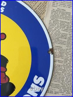 Vintage 1955 Stinker Station Skunk Fearless Fariss 12 Inch Porcelain Enamel Sign