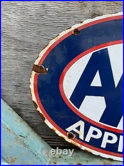 Vintage 1956 AAA Porcelain Sign Metal Oval Insurance Vehicle Tow Truck Gas Oil