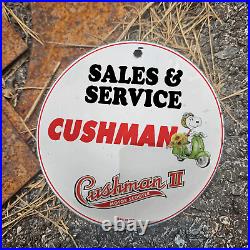 Vintage 1956 Cushman Scooter Sales And Service Snoopy Porcelain 4.5 Sign