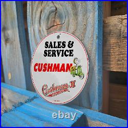 Vintage 1956 Cushman Scooter Sales And Service Snoopy Porcelain 4.5 Sign