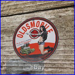 Vintage 1956 Oldsmobile Rocket Porcelain Gas Oil 4.5 Sign