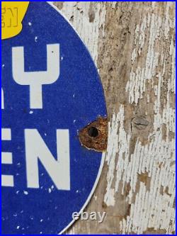 Vintage 1957 Dairy Queen Porcelain Sign Old Ice Cream Cone Sweet Advertising