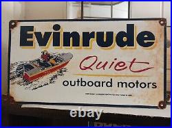 Vintage 1957 Evinrude Porcelain Sign Gas & Oil Boat Outboard Motors Water Craft