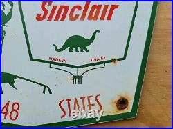 Vintage 1957 Sinclair Porcelain Sign Dino Gas Motor Oil Sales Service Garage