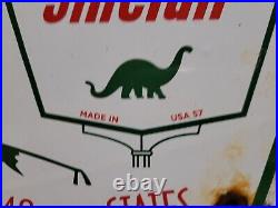 Vintage 1957 Sinclair Porcelain Sign Dino Gas Motor Oil Sales Service Garage