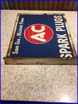 Vintage 1958 Ac Spark Plugs Double Sided Flanged Advertising Gas Station Sign