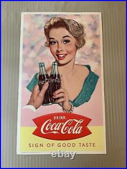 Vintage 1958 Coca Cola Cardboard MINT with Frame 16 x 27