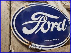Vintage 1958 Ford Porcelain Sign Auto Parts Dealer Gas Station Oil Service Dept