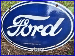 Vintage 1958 Ford Porcelain Sign Auto Parts Dealer Sales Service Dealership 17 Vintage 1958 Ford Porcelain Sign Auto Parts Dealer Sales Service Dealership 17