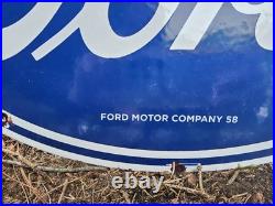 Vintage 1958 Ford Porcelain Sign Auto Parts Dealer Sales Service Dealership 17 Vintage 1958 Ford Porcelain Sign Auto Parts Dealer Sales Service Dealership 17