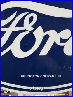 Vintage 1958 Large Ford Porcelain Sign 16.5×11