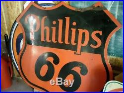 Vintage 1958 Phillips 66 Porcelain 6ft Double Sided Sign
