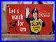 Vintage-1959-Coca-Cola-Porcelain-Sign-Police-School-Guard-Coke-Soda-Beverage-01-fhmg