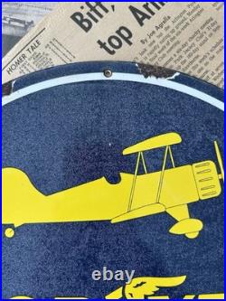 Vintage 1959 Goodyear Aviation Products 12 Inch Porcelain Enamel Sign