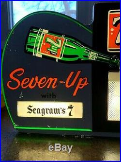 Vintage 1960's 7up Seagrams Whiskey 7 & 7 Highball Lighted Motion Soda Pop Sign