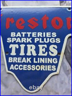 Vintage 1960's Firestone Tires Service Porcelain Sign 12×8