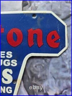 Vintage 1960's Firestone Tires Service Porcelain Sign 12×8