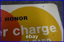 Vintage 1960's Master Charge Credit Card 2 Sided 29 x 18 inch Metal Sign