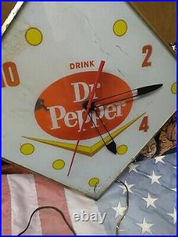 Vintage 1960's Old DR. PEPPER Light Up PAM Antique ADVERTISING Wall DINER CLOCK