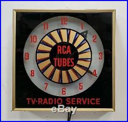 Vintage 1960's RCA TV Radio Service RCA Tubes Lighted Working Clock Dealership