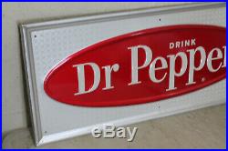 Vintage 1960's Tin Embossed Dr Pepper Sign Stout Sign Co 12 X 27