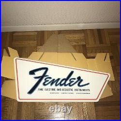 Vintage 1960s Fender music store window Guitar Bass Stand Display Sign Strat