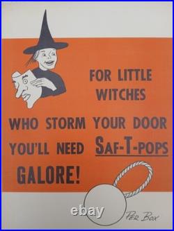 Vintage 1960s SAF-T-POPS Halloween Store Advertisement Sign Display RARE 14×10 Vintage 1960s SAF-T-POPS Halloween Store Advertisement Sign Display RARE 14×10
