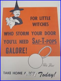 Vintage 1960s SAF-T-POPS Halloween Store Advertisement Sign Display RARE 14×10 Vintage 1960s SAF-T-POPS Halloween Store Advertisement Sign Display RARE 14×10