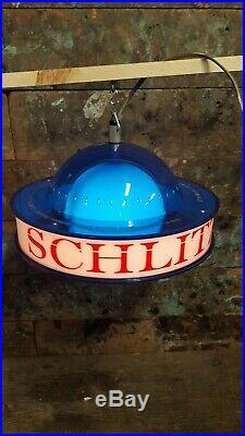 Vintage 1961 Schlitz Beer Lighted Rotating Orb Globe Hanging Sign Advertisement