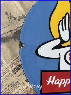 Vintage 1962 Esso Gasoline Happy Motoring 12 Inch Porcelain Enamel Sign