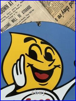 Vintage 1962 Esso Gasoline Happy Motoring 12 Inch Porcelain Enamel Sign