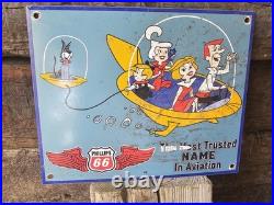 Vintage 1963 Dated Phillips Jetsons 12.5 Porcelain Sign Car Gas Oil Truck