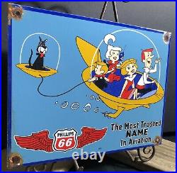 Vintage 1963 Dated Phillips Jetsons 12.5 Porcelain Sign Car Gas Oil Truck