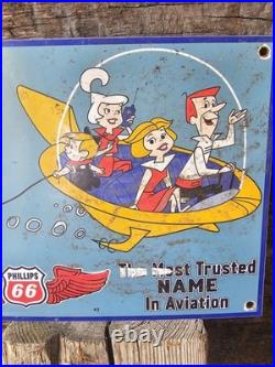 Vintage 1963 Dated Phillips Jetsons 12.5 Porcelain Sign Car Gas Oil Truck