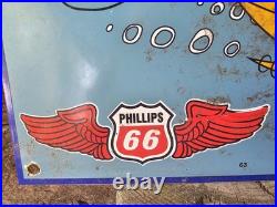 Vintage 1963 Dated Phillips Jetsons 12.5 Porcelain Sign Car Gas Oil Truck