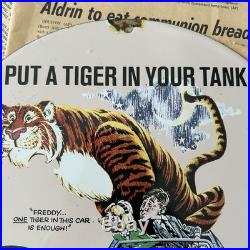 Vintage 1963 Esso Gasoline Oil Gas Station 12 Inch Porcelain Enamel Sign