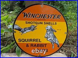 Vintage 1963 Winchester Ammunition Rifles Porcelain Sign Gun Squirrel Ammo 12