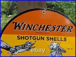 Vintage 1963 Winchester Ammunition Rifles Porcelain Sign Gun Squirrel Ammo 12