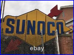 Vintage 1964 LARGE SUNOCO Illuminated Rotating Sign Two Sided Totally Awesome