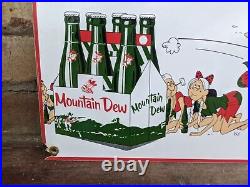 Vintage 1964 Mountain Dew Porcelain Soda Beverage Sign 12 X 8