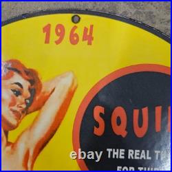 Vintage 1964 Squit Drink Old Us Gasoline Oil Gas Pump Enamel Porcelain Sign