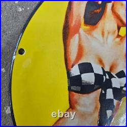 Vintage 1964 Squit Drink Old Us Gasoline Oil Gas Pump Enamel Porcelain Sign